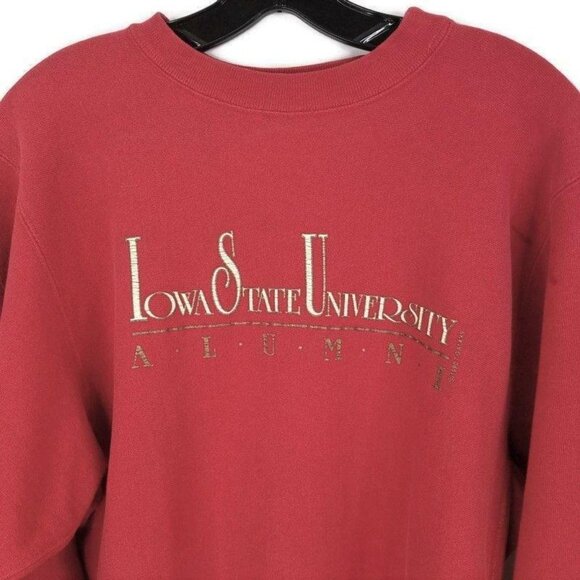 Iowa State Alumni Sweatshirt L Vintage 1990 Champion Red Reverse Weave USA Made - Picture 3 of 11